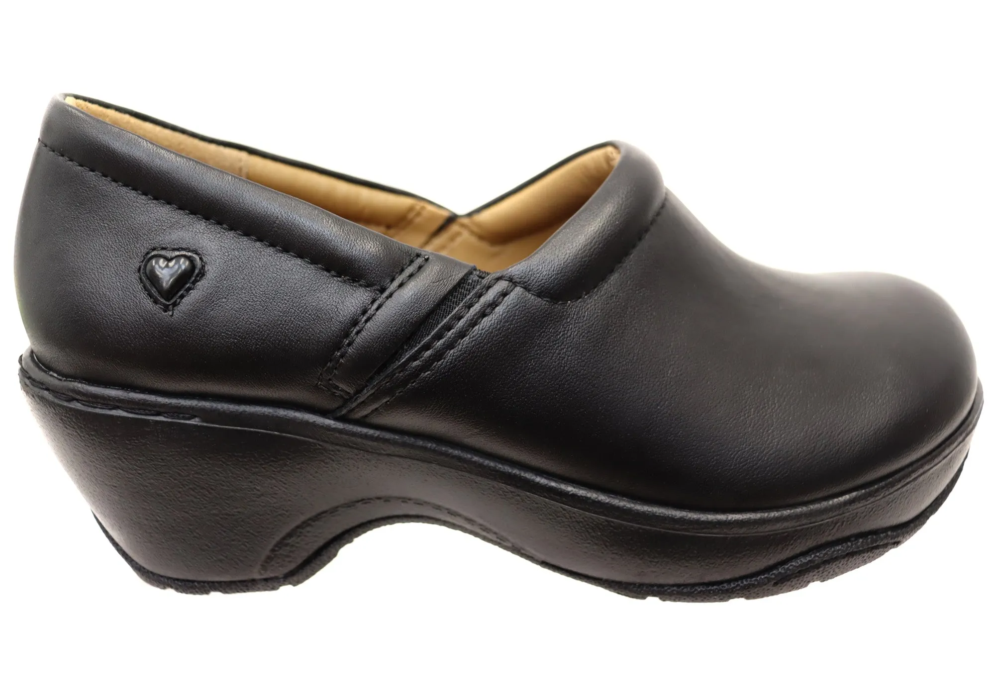 Womens Nurse Mates Bryar Comfortable Leather Wide Fit Slip On Shoes