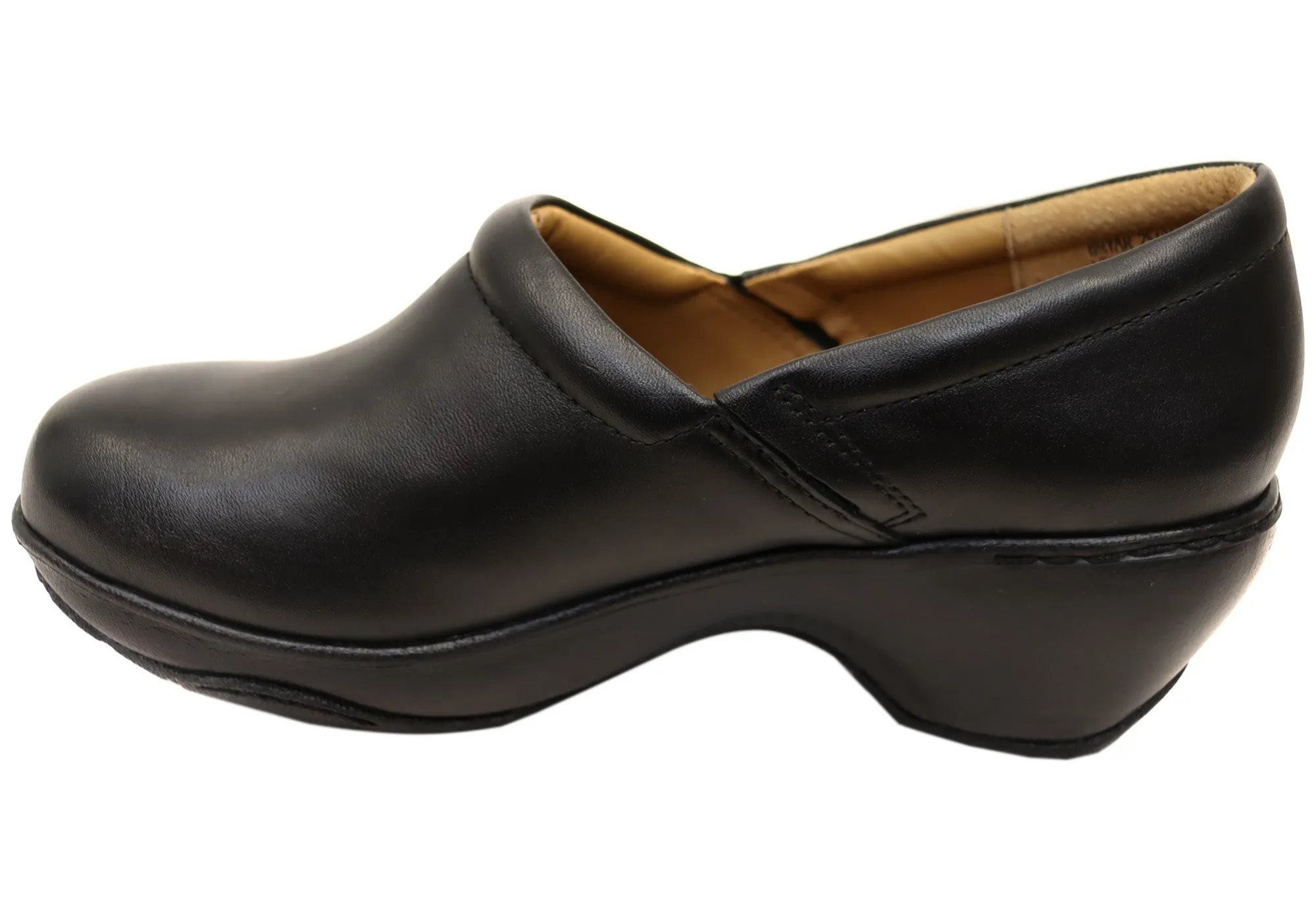 Womens Nurse Mates Bryar Comfortable Leather Wide Fit Slip On Shoes