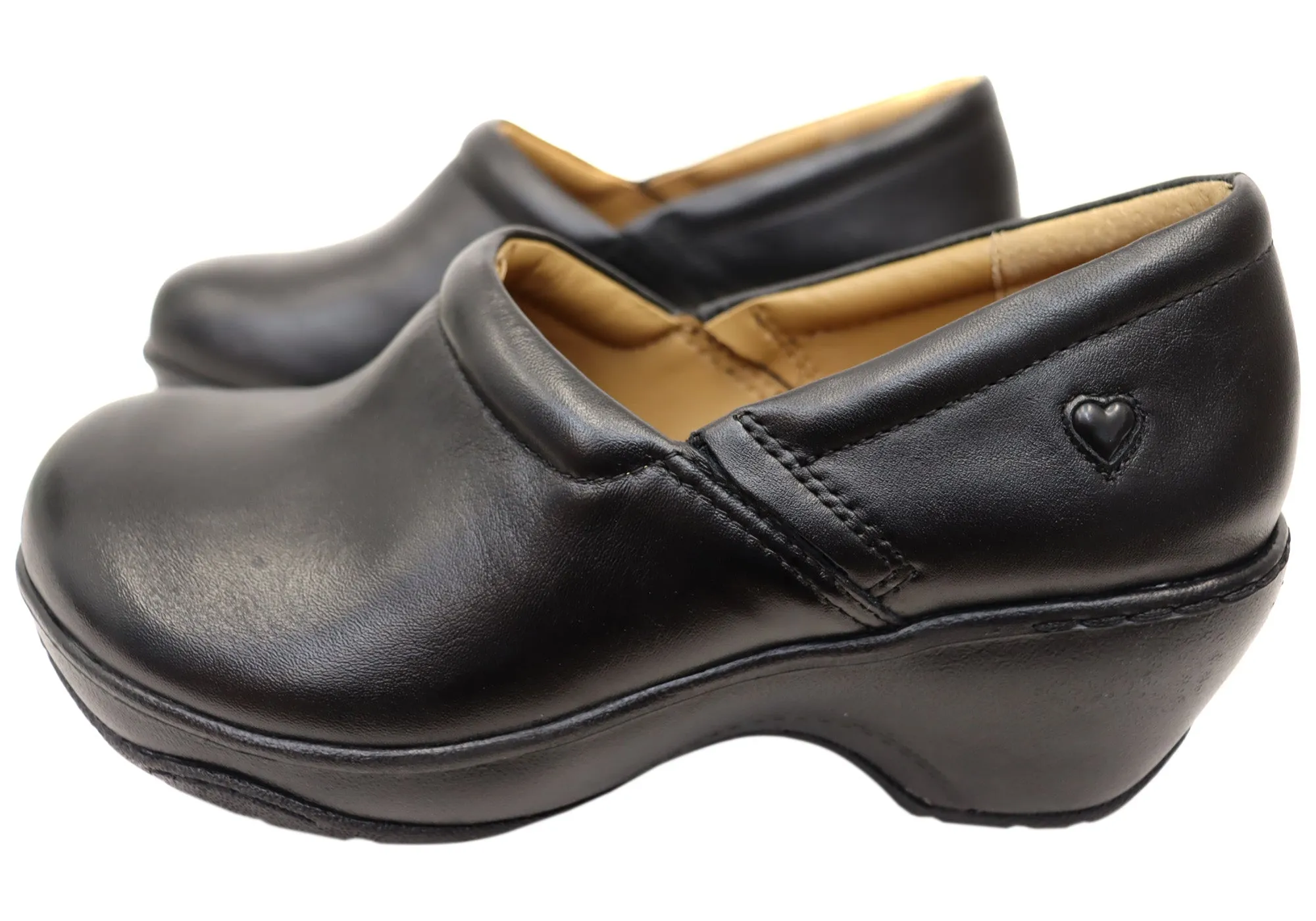 Womens Nurse Mates Bryar Comfortable Leather Wide Fit Slip On Shoes