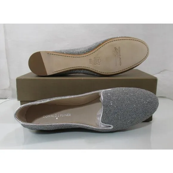 Women's Shoes Donald J Pliner Denda Slip on Loafer Caviar Fabric Silver Size 9.5