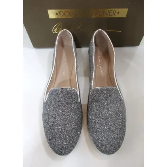 Women's Shoes Donald J Pliner Denda Slip on Loafer Caviar Fabric Silver Size 9.5