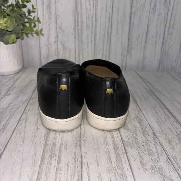 Womens Size 8.5 Birdies The Swift Black Leather Slip On Sneakers
