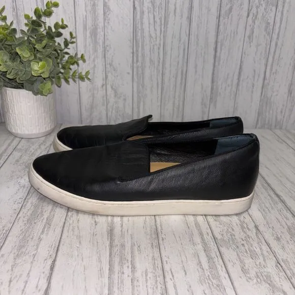 Womens Size 8.5 Birdies The Swift Black Leather Slip On Sneakers