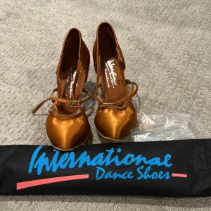 Women's Tan Satin Ballroom Dance Heels