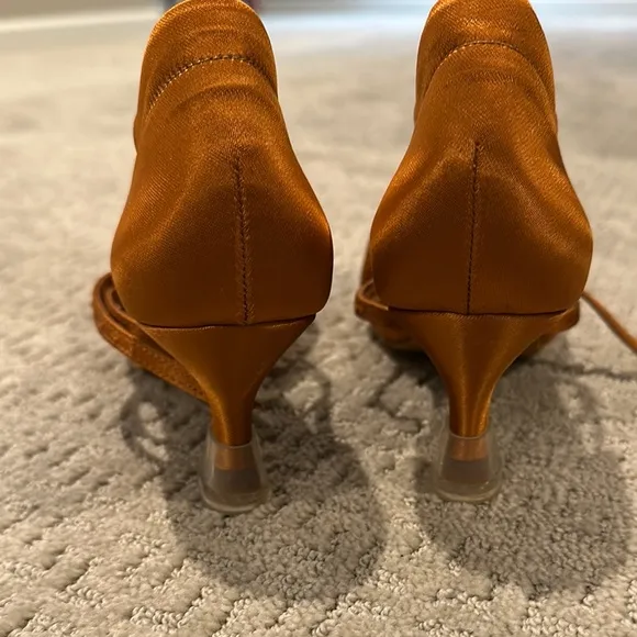 Women's Tan Satin Ballroom Dance Heels