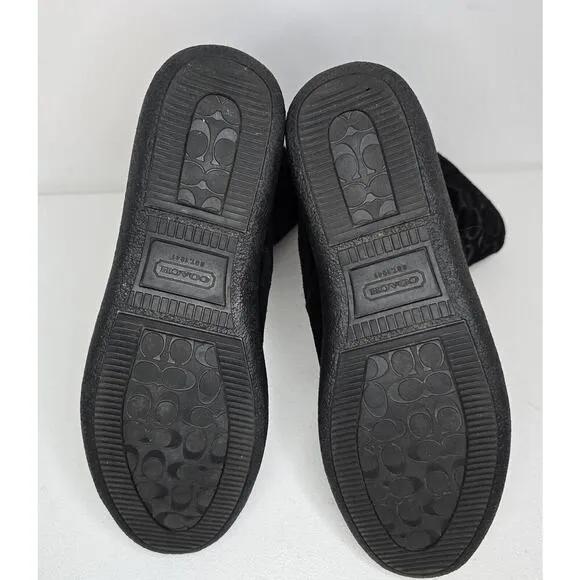 Women's “Teri” Suede Boots Signature Monogram Mid-Calf Lined Black Sz 7 B