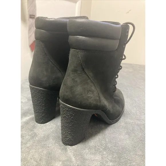 Womens Timberland Tillston High Heel Black Nubuck Boots. Size 9.5.