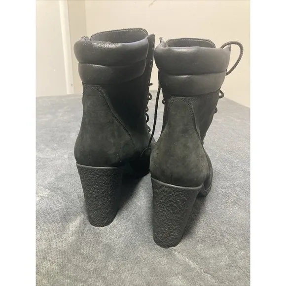 Womens Timberland Tillston High Heel Black Nubuck Boots. Size 9.5.