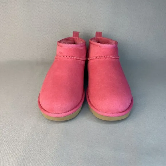 Women's Ugg Boots Sz 8 Classic Ultra Mini Pink Suede Wool Ankle UGG Australia