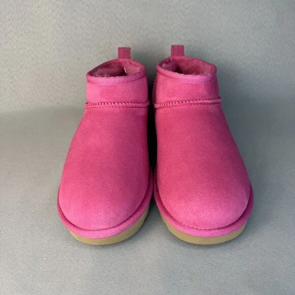 Women's Ugg Boots Sz 8 Classic Ultra Mini Pink Suede Wool Ankle UGG Australia