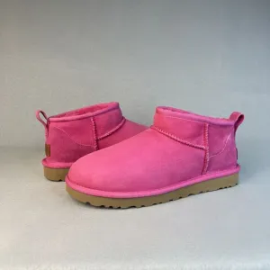 Women's Ugg Boots Sz 8 Classic Ultra Mini Pink Suede Wool Ankle UGG Australia