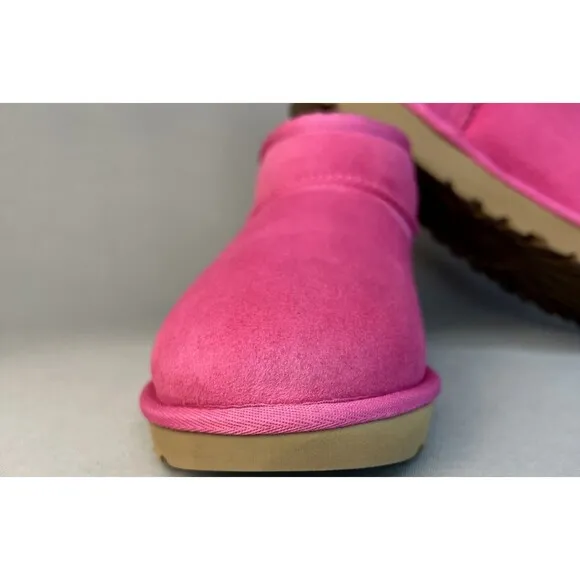 Women's Ugg Boots Sz 8 Classic Ultra Mini Pink Suede Wool Ankle UGG Australia