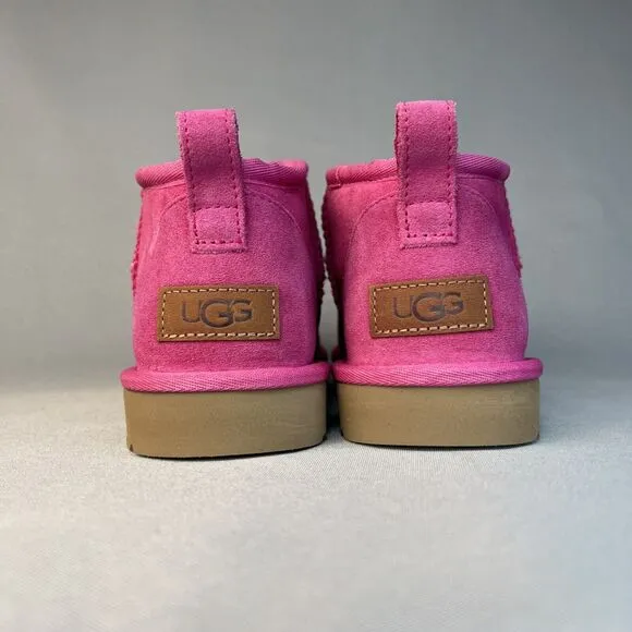 Women's Ugg Boots Sz 8 Classic Ultra Mini Pink Suede Wool Ankle UGG Australia