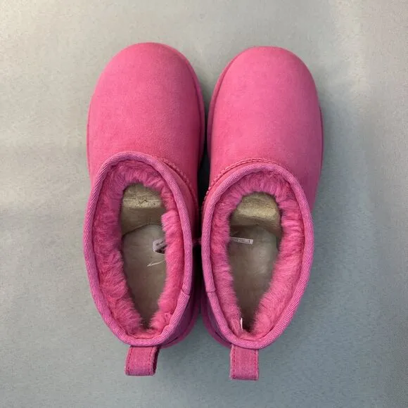 Women's Ugg Boots Sz 8 Classic Ultra Mini Pink Suede Wool Ankle UGG Australia