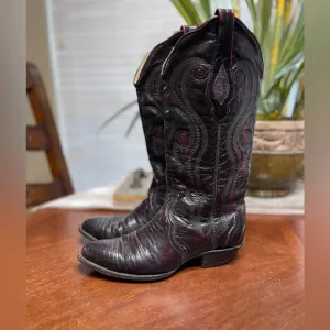 Women's Vtg Corral Genuine Lizard Round Toe Western Cowboy Boots 7.5 Deep Cherry