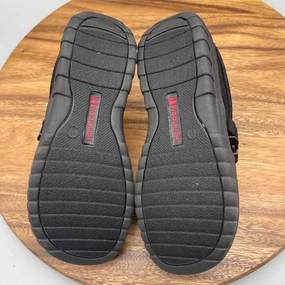 Woolrich Slippers Women Size 6 Red Black Plaid Polyester Comfort Slip On Mules