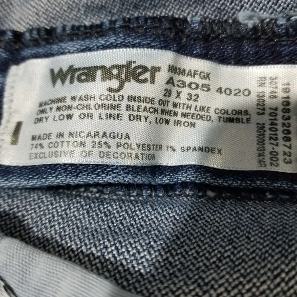 Wrangler Jeans Mens 29x32 Cowboy Cut Slim Fit Active Flex 10936AFGK Stonewash
