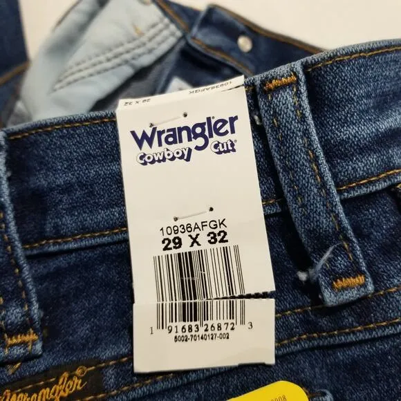 Wrangler Jeans Mens 29x32 Cowboy Cut Slim Fit Active Flex 10936AFGK Stonewash