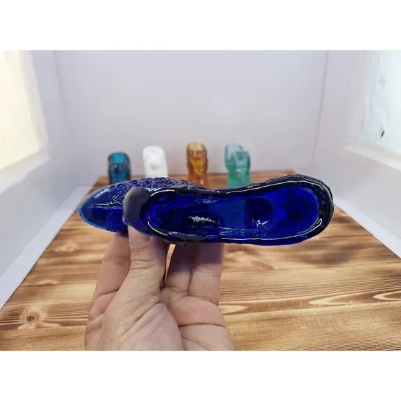 X5 Fenton Glass Cat Shoes Slippers Figurines Blue Amber Opalescent Cobalt Milk