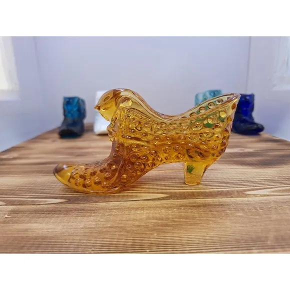 X5 Fenton Glass Cat Shoes Slippers Figurines Blue Amber Opalescent Cobalt Milk