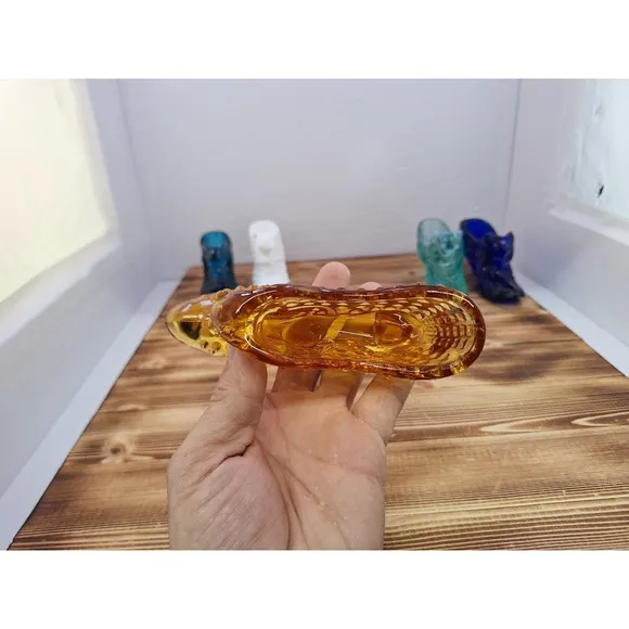 X5 Fenton Glass Cat Shoes Slippers Figurines Blue Amber Opalescent Cobalt Milk