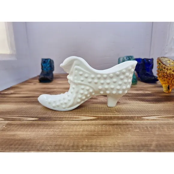 X5 Fenton Glass Cat Shoes Slippers Figurines Blue Amber Opalescent Cobalt Milk