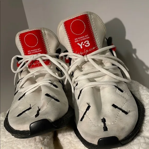 Y-3 White and Red Sneakers