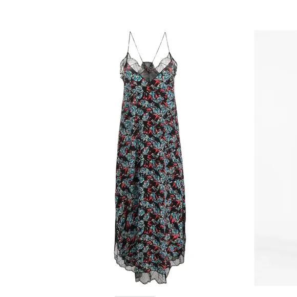Zadig &amp; Voltaire Ristyl CDC Thunder Dress in Noir. Silk. Size large.
