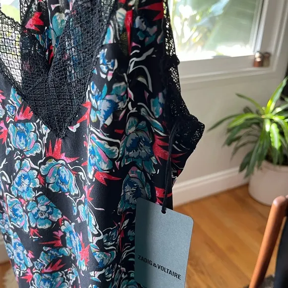 Zadig &amp; Voltaire Ristyl CDC Thunder Dress in Noir. Silk. Size large.