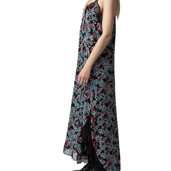 Zadig &amp; Voltaire Ristyl CDC Thunder Dress in Noir. Silk. Size large.