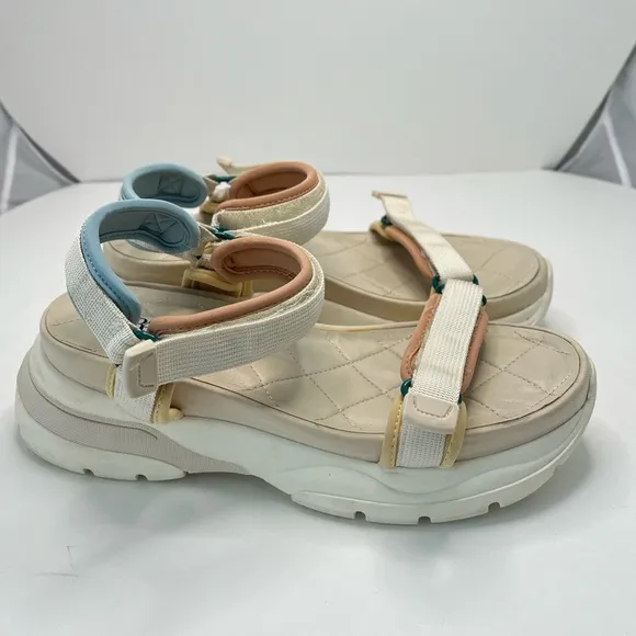 Zara Cream Sandals with Adjustable Straps and Chunky Sole