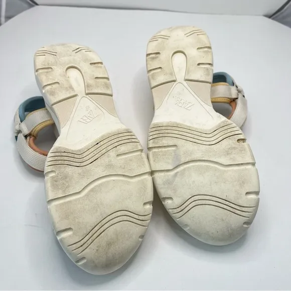 Zara Cream Sandals with Adjustable Straps and Chunky Sole