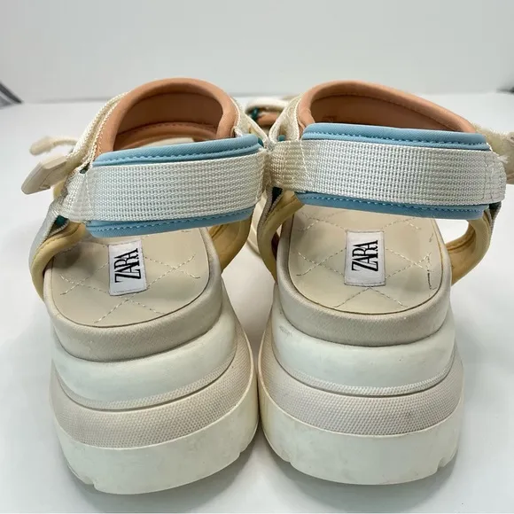 Zara Cream Sandals with Adjustable Straps and Chunky Sole
