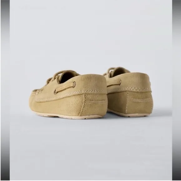 Zara Kids, Sandy Brown, LEATHER LOAFERS, 10½ (6.6 inches)