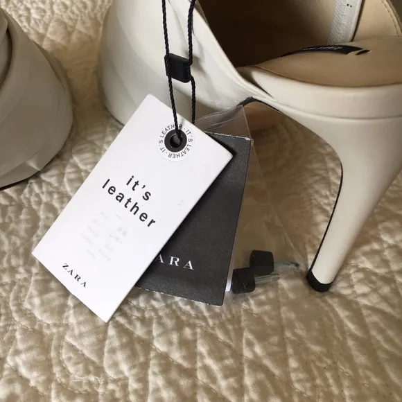 Zara Leather Sandals Heels Shoes with Bow Womens 6.5