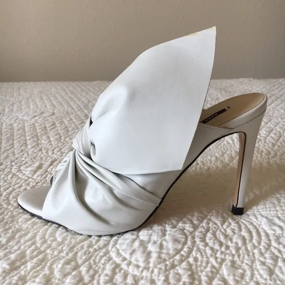 Zara Leather Sandals Heels Shoes with Bow Womens 6.5