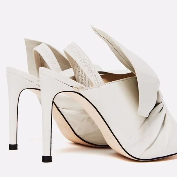 Zara Leather Sandals Heels Shoes with Bow Womens 6.5