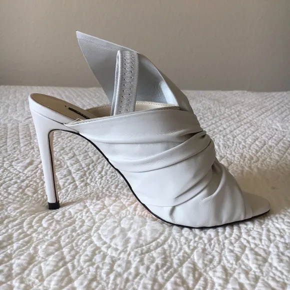 Zara Leather Sandals Heels Shoes with Bow Womens 6.5