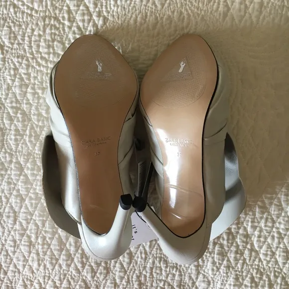 Zara Leather Sandals Heels Shoes with Bow Womens 6.5