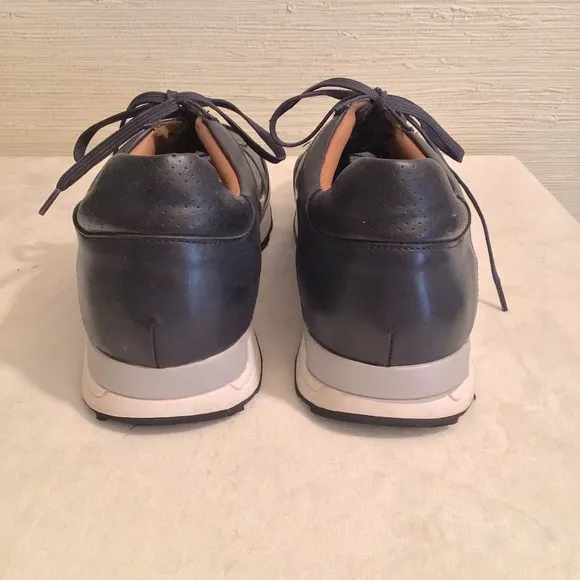 Zara Men's Dark Blue Casual Leather Sneakers