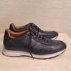 Zara Men's Dark Blue Casual Leather Sneakers