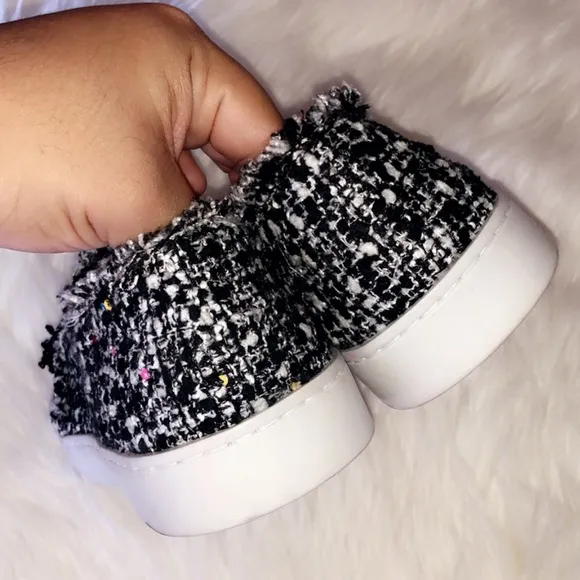 🆕ZARA Tweed Embellished Slip On Sneakers
