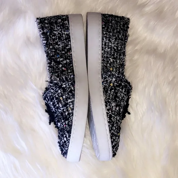 🆕ZARA Tweed Embellished Slip On Sneakers