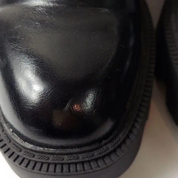 Zara Black Patent Platform Derby Shoe Sz 10