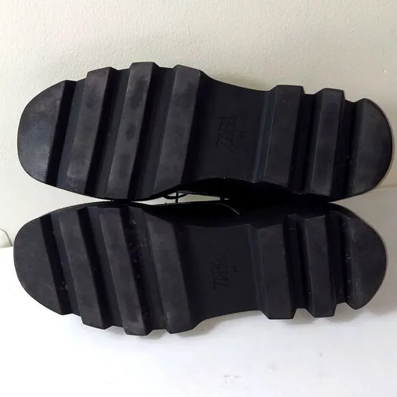 Zara Black Patent Platform Derby Shoe Sz 10