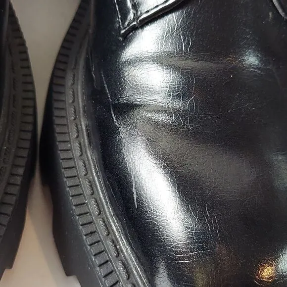 Zara Black Patent Platform Derby Shoe Sz 10