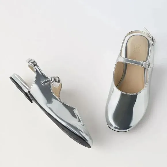 ZARA MIRRORED FLAT SLINGBACKS