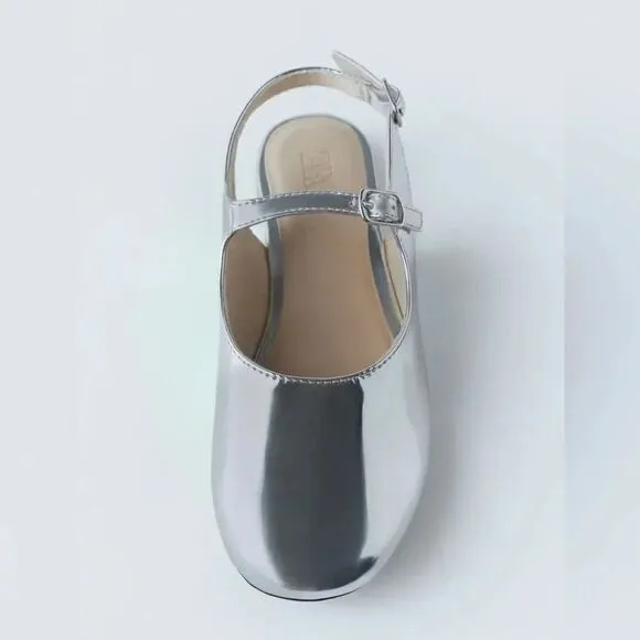 ZARA MIRRORED FLAT SLINGBACKS