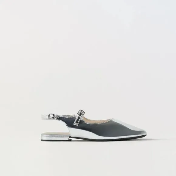 ZARA MIRRORED FLAT SLINGBACKS
