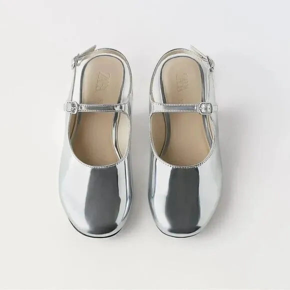 ZARA MIRRORED FLAT SLINGBACKS